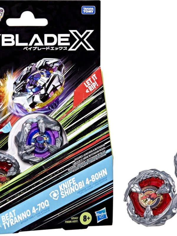 Beyblade X · Hasbro · Beat TYRANNO4-70Q + Knife Shinobi 4-80HN